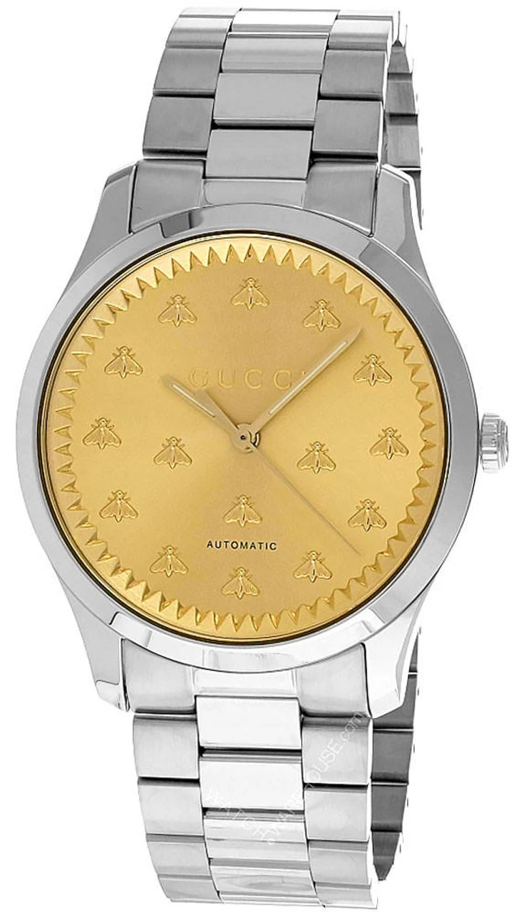 GUCCI G-Timeless 42MM AUTO SS Yellow Gold Dial Men's Watch YA126378 1 GUCCI G-Timeless 42MM AUTO SS Yellow Gold Dial Men's Watch YA126378