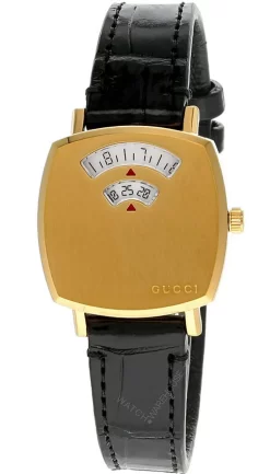 GUCCI Grip 27MM Quartz Black Leather Women's Watch YA157506