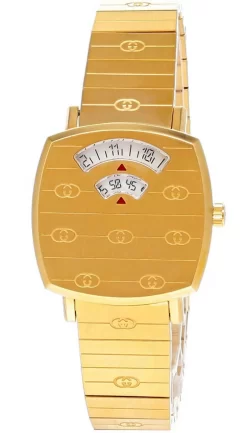 Fashion Accessories Shop 40 GUCCI Grip 27MM Quartz SS Yellow Gold PVD Women's Watch YA157502
