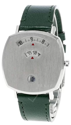 GUCCI Grip 35MM Stainless Steel Green Leather Women's Watch YA157406