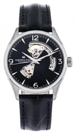 HAMILTON Jazzmaster Open Heart AUTO Black LTHR Men's Watch H32705731