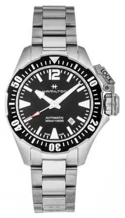 HAMILTON Khaki Navy Frogman 42MM AUTO SS Black Dial Watch H77605135