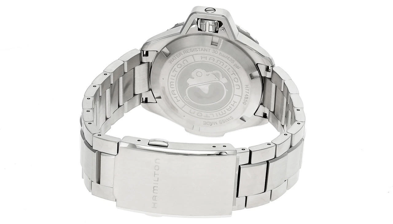 HAMILTON Khaki Navy Frogman AUTO 41MM SS Black Dial Men's Watch H77485130 3 HAMILTON Khaki Navy Frogman AUTO 41MM SS Black Dial Men's Watch H77485130 - Image 3