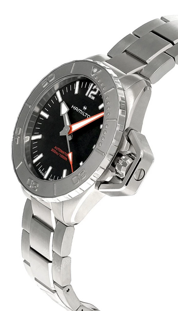 HAMILTON Khaki Navy Frogman AUTO 41MM SS Black Dial Men's Watch H77485130 2 HAMILTON Khaki Navy Frogman AUTO 41MM SS Black Dial Men's Watch H77485130 - Image 2