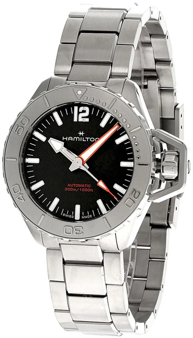 HAMILTON Khaki Navy Frogman AUTO 41MM SS Black Dial Men's Watch H77485130 1 HAMILTON Khaki Navy Frogman AUTO 41MM SS Black Dial Men's Watch H77485130