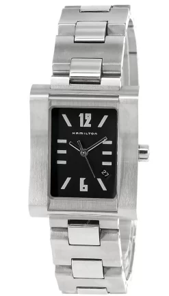 HAMILTON Square Black Dial Stainless Steel Vintage Watch H000032S