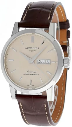 LONGINES 1832 AUTO 40MM Beige Dial Leather Men's Watch L4.827.4.92.2