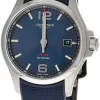 LONGINES Conquest 43MM Quartz Blue Rubber Men's Watch L3.726.4.96.9