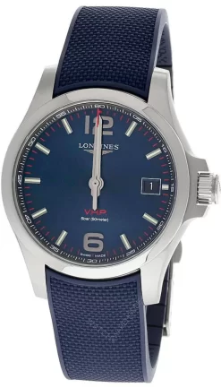 LONGINES Conquest V.H.P. 41MM Blue Dial Rubber Men's Watch L3.716.4.96.9
