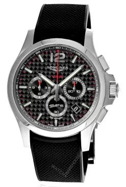 LONGINES Conquest V.H.P 44MM Quartz Black Dial Rubber Men's Watch L3.727.4.66.9