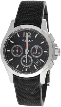 LONGINES Conquest V.H.P. CHRONO 42MM Black Rubber Men's Watch L3.717.4.56.9