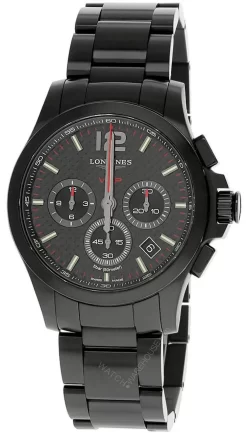 LONGINES Conquest V.H.P. CHRONO 42MM Black SS Men's Watch L3.717.2.66.6