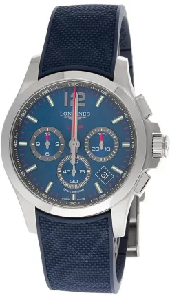 LONGINES Conquest V.H.P. CHRONO 42MM Blue Rubber Men's Watch L3.717.4.96.9