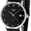 LONGINES Elegant AUTO 37MM Black Dial Leather Men's Watch L4.810.4.57.2