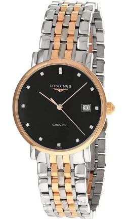 LONGINES Elegant AUTO 37MM SS Black Dial Two-Tone Men's Watch L4.810.5.57.7