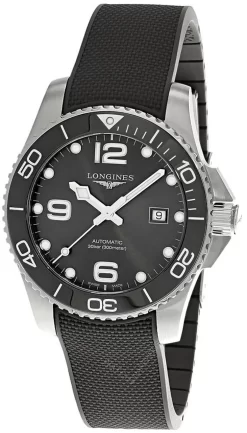 LONGINES HydroConquest AUTO 43MM Gray Dial Rubber Men's Watch L3.782.4.76.9