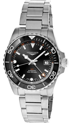 LONGINES HydroConquest GMT 41MM AUTO SS Black Dial Men's Watch L3.790.4.56.6