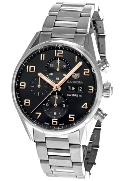 TAG HEUER Carrera AUTO 43MM CHRONO SS Black Dial Men's Watch CV2A1AB.BA0738
