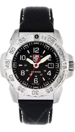 LUMINOX Navy SEAL Steel 45MM SS Black Leather Men's Watch XS.3251