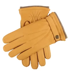 Men's Handsewn Three-Point Cashmere-Lined Deerskin Leather Gloves With Cashmere Cuffs -Fashion Accessories Shop mens deerskin cashmere lined leather gloves Cork
