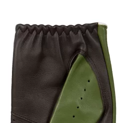 Men’s Touchscreen Three-Colour Leather Driving Gloves -Fashion Accessories Shop mens leather touchscreen three colour gloves green brown white palm cuff