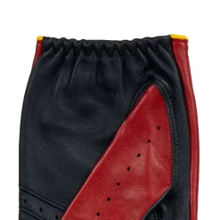 Men’s Touchscreen Three-Colour Leather Driving Gloves -Fashion Accessories Shop mens leather touchscreen three colour gloves red navy yellow cuff