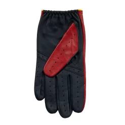 Men’s Touchscreen Three-Colour Leather Driving Gloves -Fashion Accessories Shop mens leather touchscreen three colour gloves red navy yellow palm