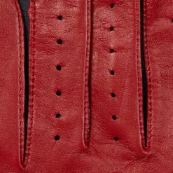 Men’s Touchscreen Three-Colour Leather Driving Gloves -Fashion Accessories Shop mens leather touchscreen three colour gloves red navy yellow stitching