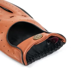 Men's The Suited Racer Touchscreen Leather Driving Gloves -Fashion Accessories Shop mens the suited racer leather driving gloves tan black open cuffs