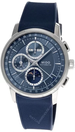 MIDO Baroncelli Moonphase CHRONO 42MM AUTO Blue Rubber Men's Watch M027.625.17.041.00