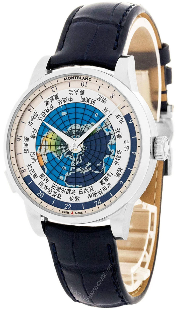 MONTBLANC Spirit Orbis Terrarum Asian UNICEF Leather Men's Watch 116534 1 MONTBLANC Spirit Orbis Terrarum Asian UNICEF Leather Men's Watch 116534