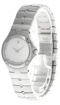 MOVADO 27MM Quartz SS Diamond MOP Dial Women's Watch 0604483