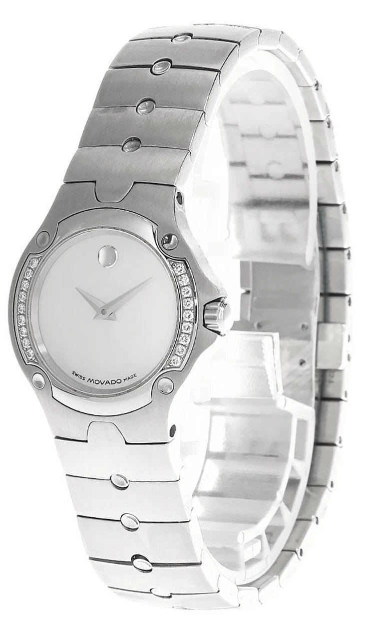 MOVADO 27MM Quartz SS Diamond MOP Dial Women's Watch 0604483 1 MOVADO 27MM Quartz SS Diamond MOP Dial Women's Watch 0604483
