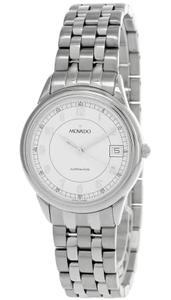 MOVADO 34MM Automatic Stainless Steel White Dial Unisex Watch 0602645