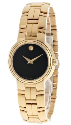 Fashion Accessories Shop 38 MOVADO Artiko Stainless Steel BLK Dial Gold-Tone Women's Watch 0605711