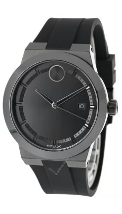 MOVADO Bold 42MM Quartz Black Dial Silicone Strap Men's Watch 3600621