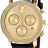 MOVADO Bold Evolution 42MM Gold Dial Brown LTHR Men's Watch 3600757