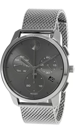 MOVADO Bold Thin 42MM SS Ion-Plated Gray Dial Mesh Men's Watch 3600635