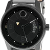 MOVADO Bold Verso 42MM Black-Ion Plated SS Gray LTHR Men's Watch 3600695