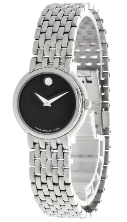MOVADO Certa Stainless Steel Black Museum Dial Women's Watch 0605615