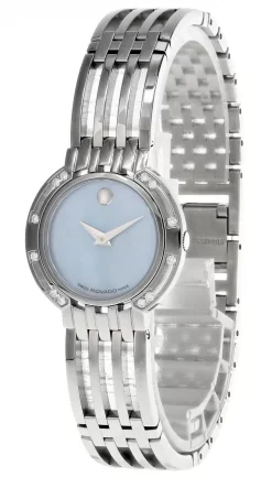 MOVADO Esperanza S-Steel Blue MOP Dial Diamond Bezel Women's Watch 0605292