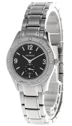 MOVADO Gentry Sport 28MM QTZ Black Dial DIA Bezel Women's Watch 0605639