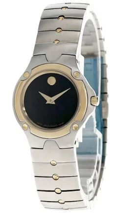 MOVADO Mini Sport SS Black Museum Dial Two-Tone Women's Watch 0604814