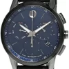 MOVADO Museum 43MM SS Blue Dial Black Leather Men's Watch 0607475