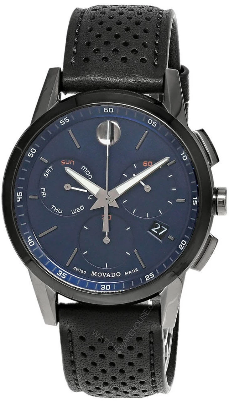 MOVADO Museum 43MM SS Blue Dial Black Leather Men's Watch 0607475 1 MOVADO Museum 43MM SS Blue Dial Black Leather Men's Watch 0607475