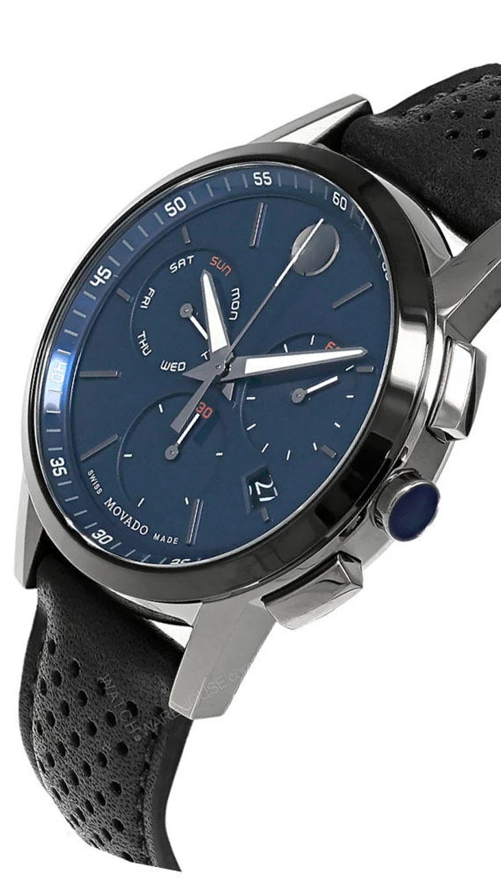MOVADO Museum 43MM SS Blue Dial Black Leather Men's Watch 0607475 2 MOVADO Museum 43MM SS Blue Dial Black Leather Men's Watch 0607475 - Image 2