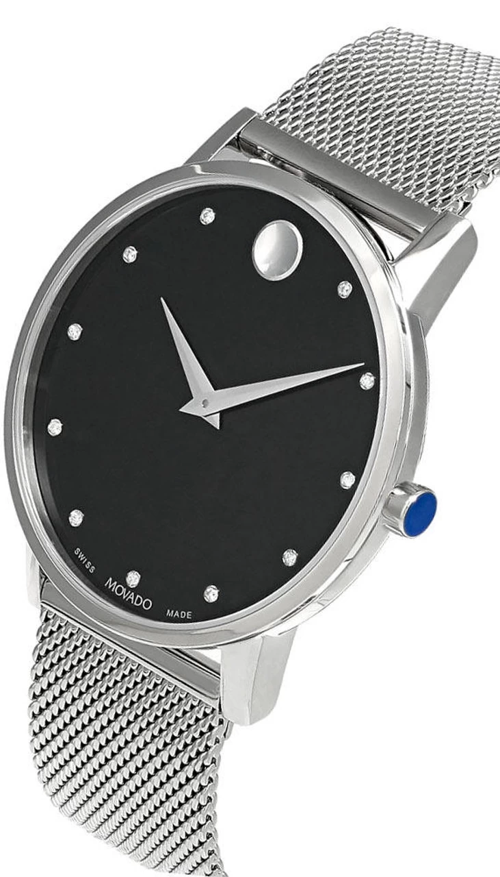 MOVADO Museum Classic 40MM SS Black Diamond Dial Men's Watch 0607511 2 MOVADO Museum Classic 40MM SS Black Diamond Dial Men's Watch 0607511 - Image 2
