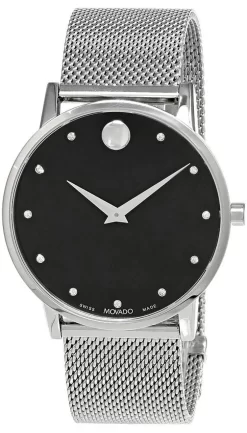 MOVADO Museum Classic 40MM SS Black Diamond Dial Men's Watch 0607511
