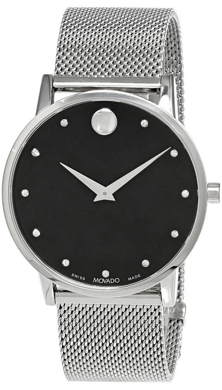MOVADO Museum Classic 40MM SS Black Diamond Dial Men's Watch 0607511 1 MOVADO Museum Classic 40MM SS Black Diamond Dial Men's Watch 0607511