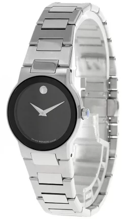 MOVADO Museum Sapphire Quartz SS Black Dial Women's Watch 0605806